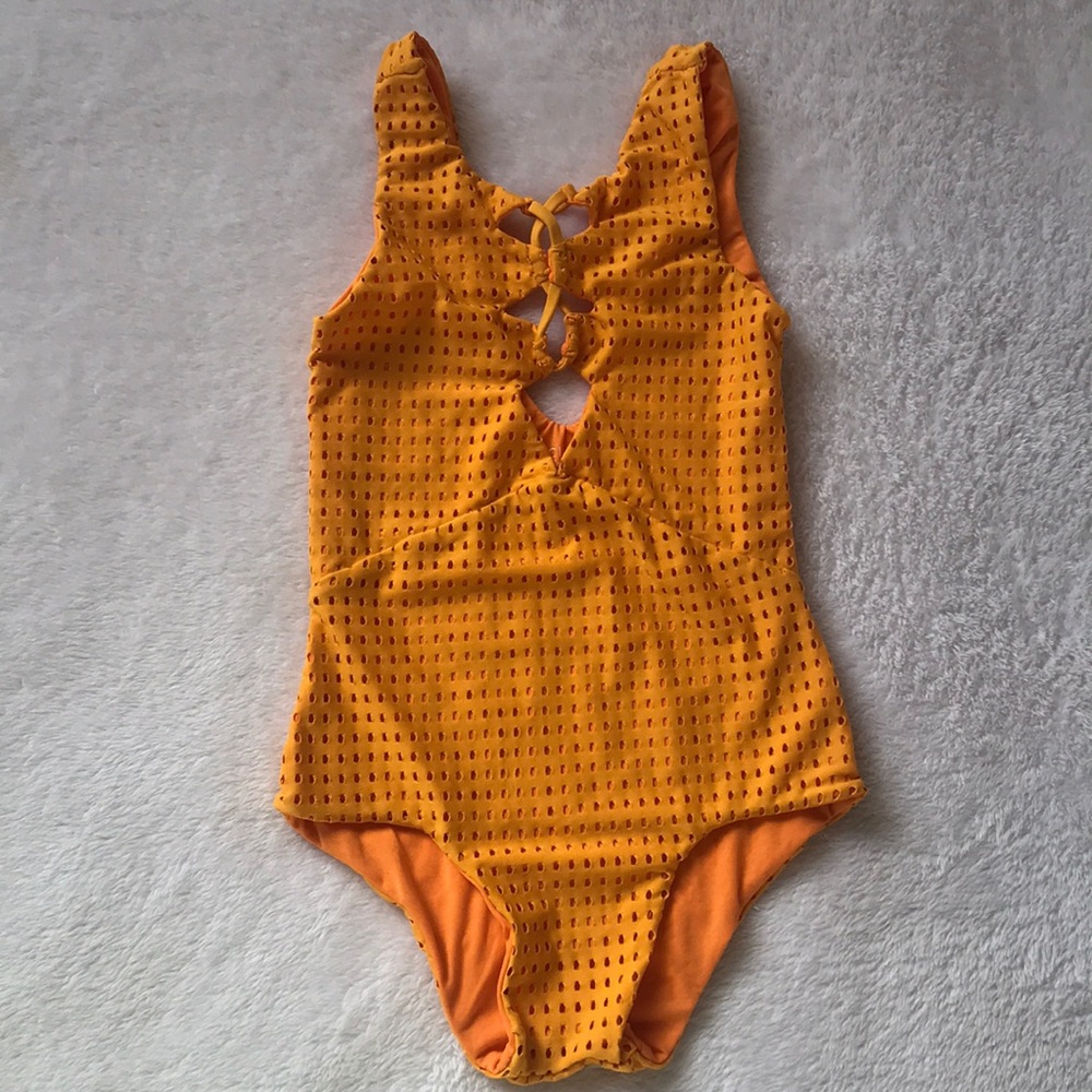 EUC ACACIA Honey Makua Mesh One Piece- Tangelo